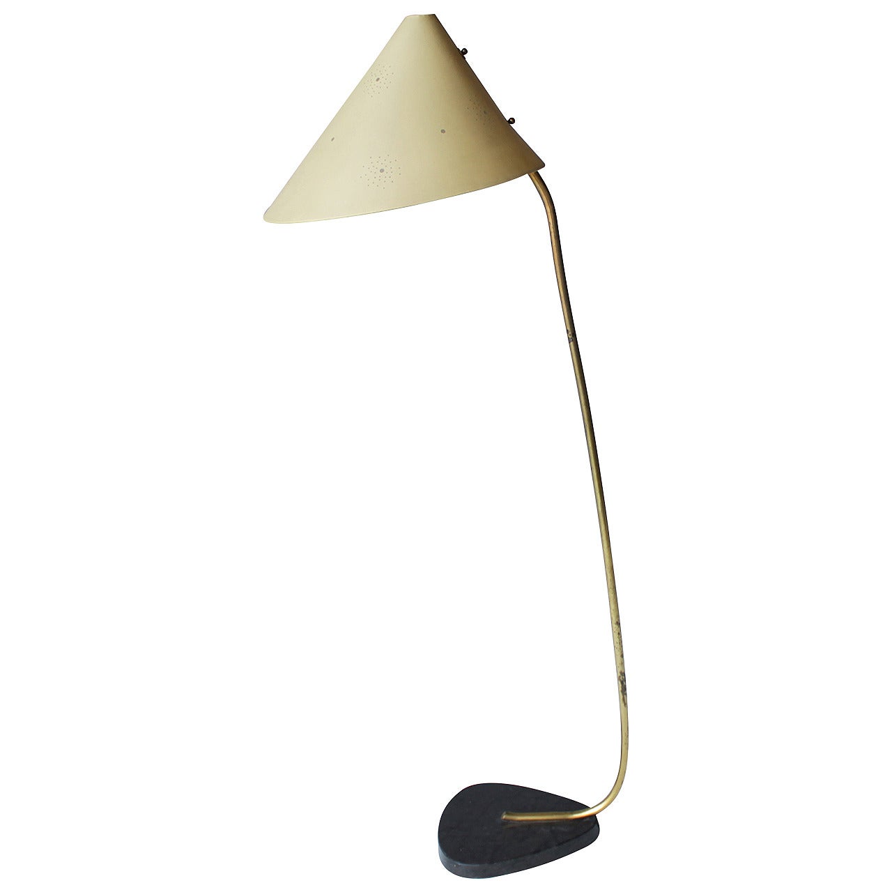Marble and Brass Floor Lamp in the Style of J.T. Kalmar