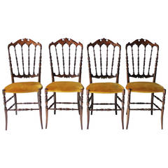 Four Wooden Italian Chiavari Chairs