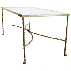 French Bagues Faux Bamboo Brass Cocktail Table 2