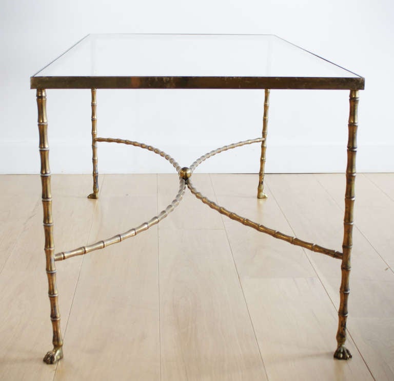 French Bagues Faux Bamboo Brass Cocktail Table In Excellent Condition In JM Haarlem, NL