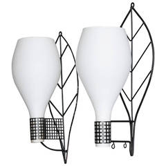 Decorative Pair of Leaf Shaped Sconces 6