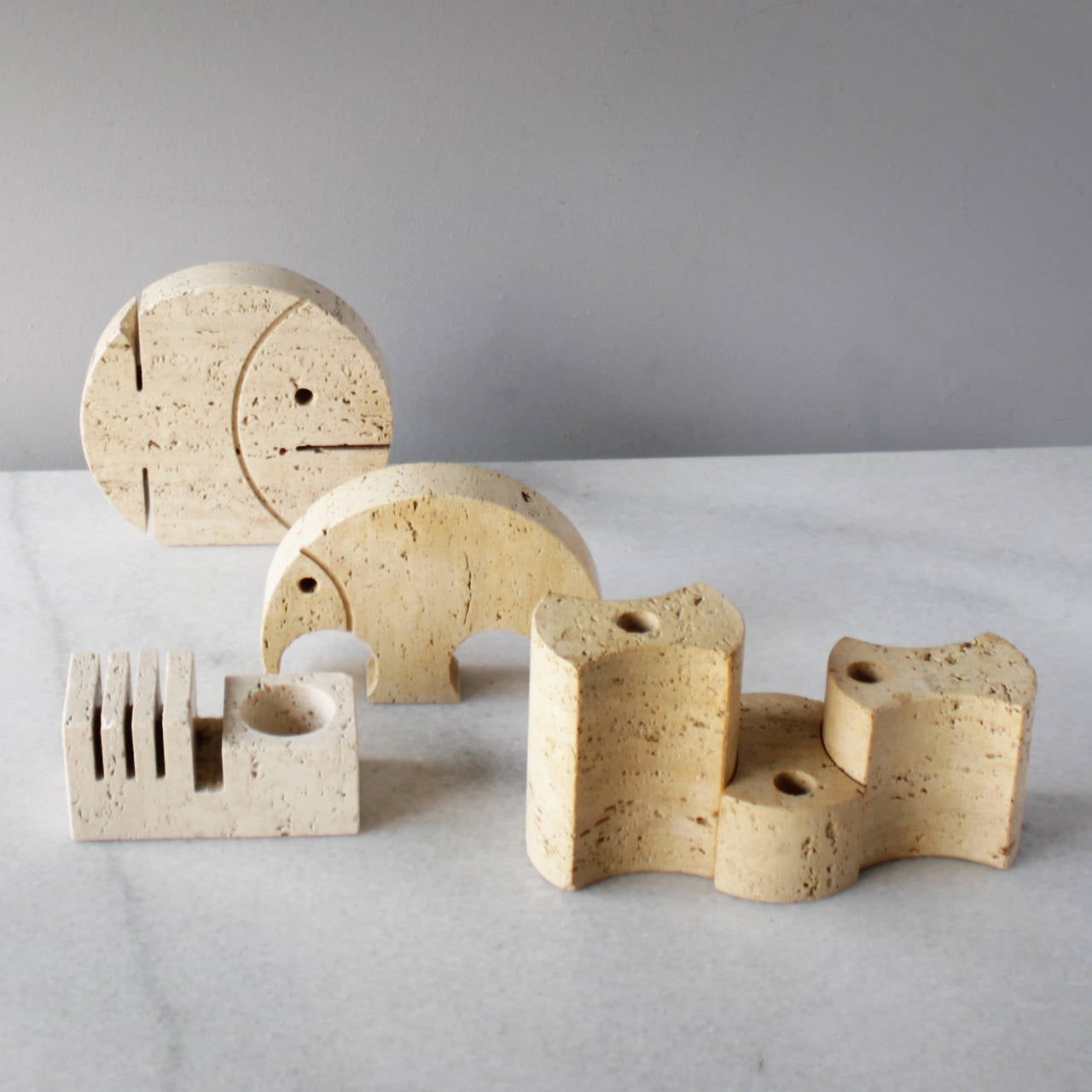 Set of Six Italian Travertine Pieces