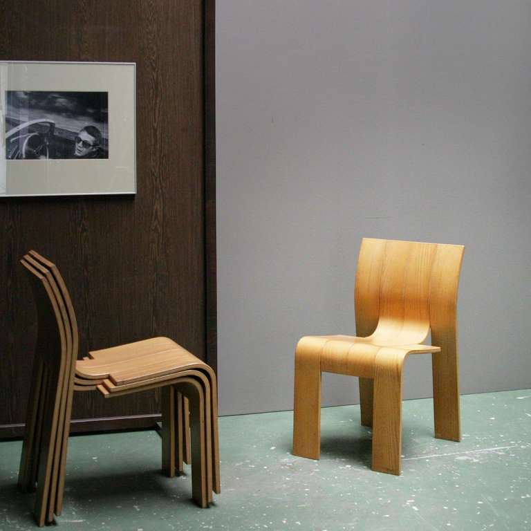 Mid-Century Modern Four Plywood Chairs by Gijs Bakker for Castelijn
