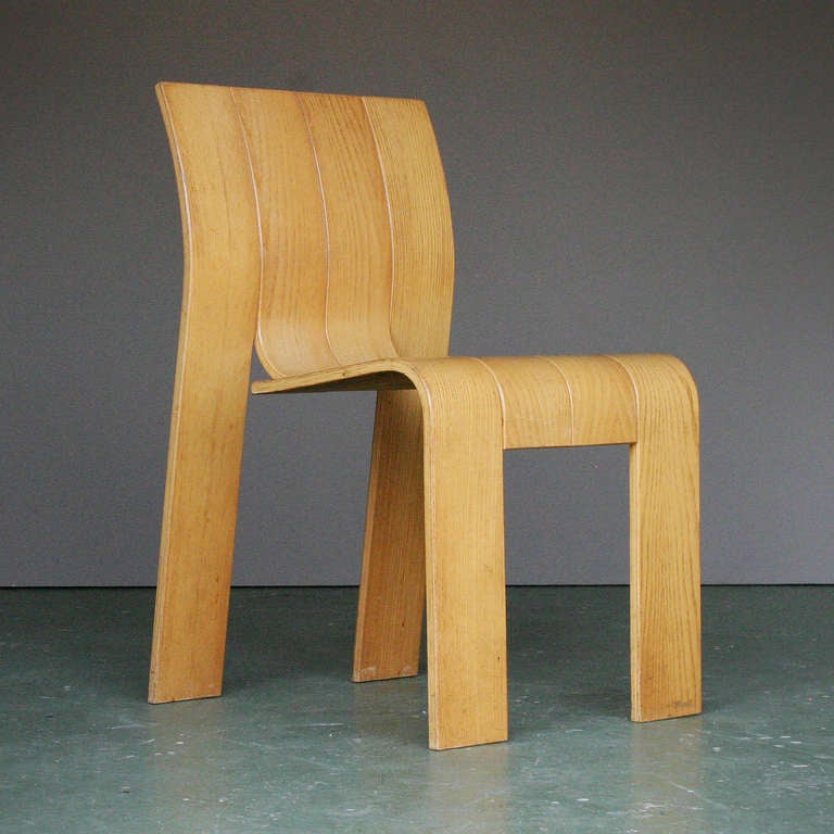 Four Plywood Chairs by Gijs Bakker for Castelijn In Good Condition In JM Haarlem, NL