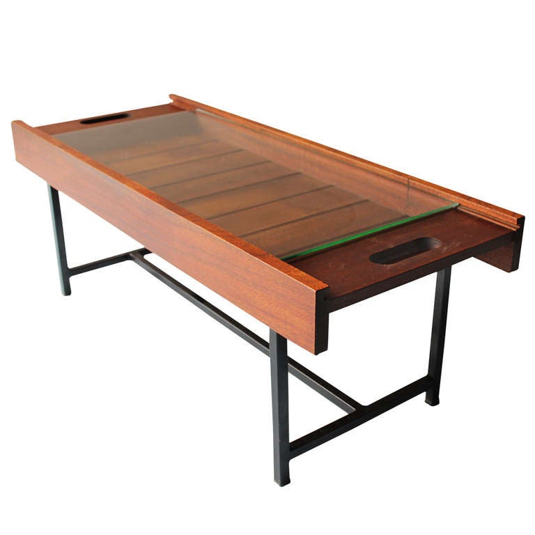Teak Coffee Table with Glass Top at 1stdibs