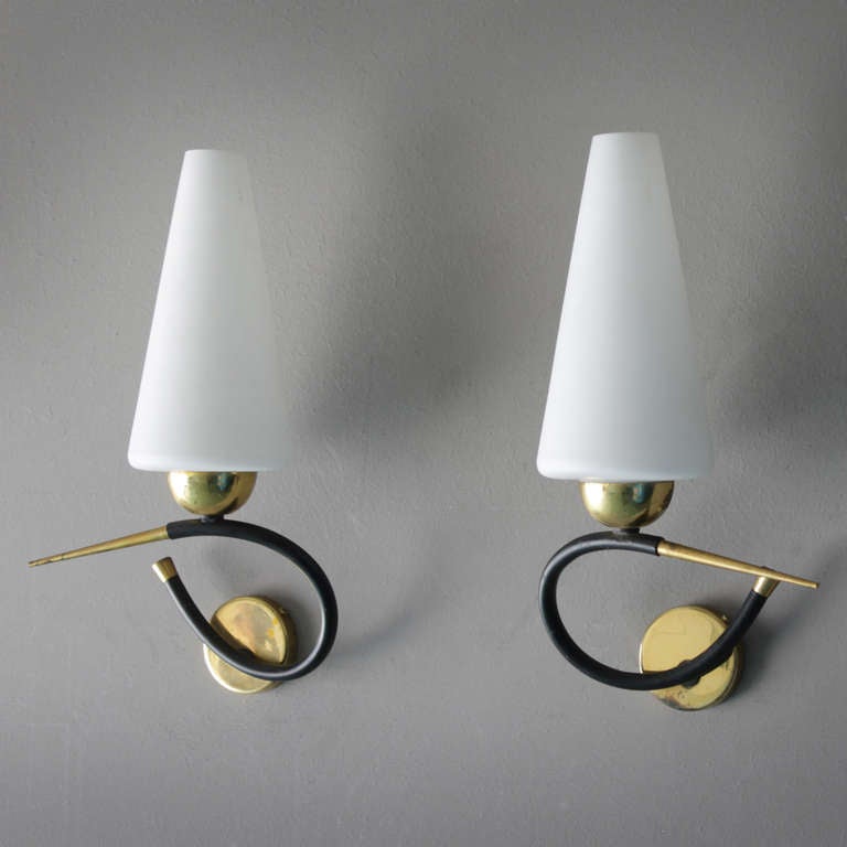 Pair of French Sconces attributed by Maison Arlus In Good Condition In JM Haarlem, NL