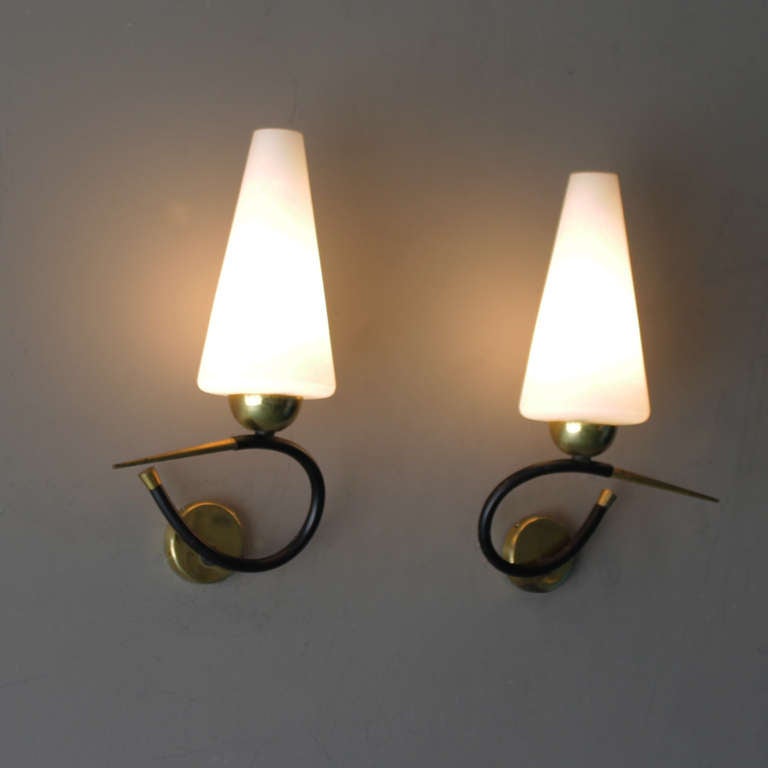 Pair of French Sconces attributed by Maison Arlus 3