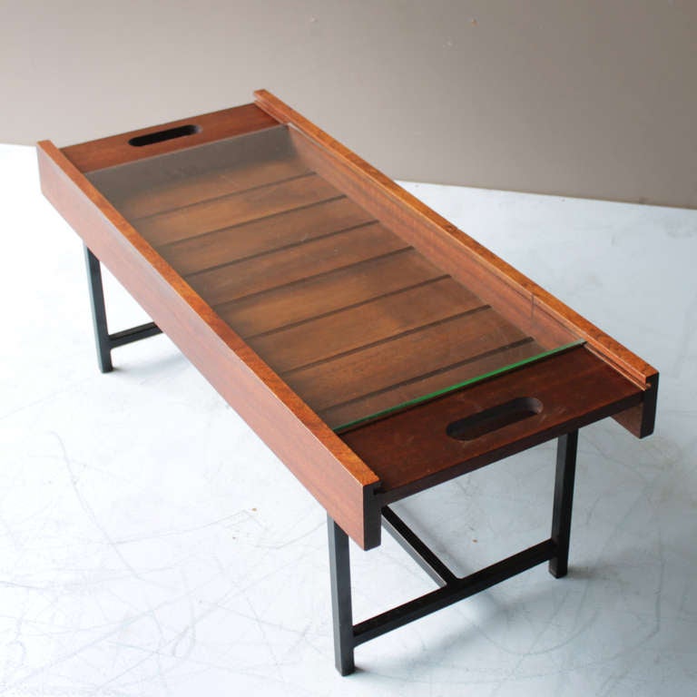 Teak Coffee Table with Glass Top at 1stdibs