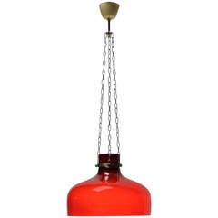 Red Pendant Attributed to Holmegaard Glassworks