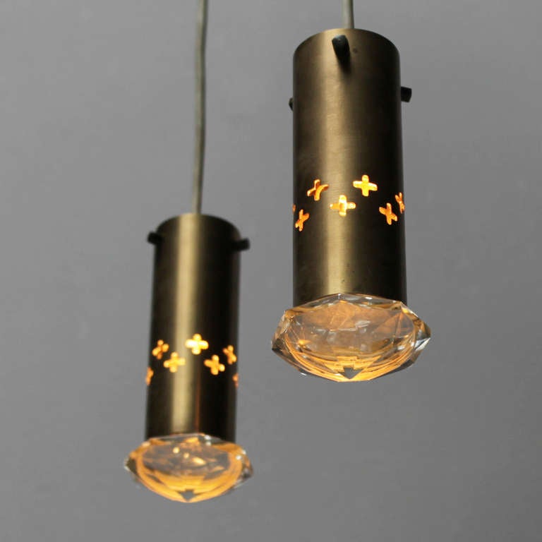 Mid-Century Modern Pair of Diamond Pendant Lights from Sweden