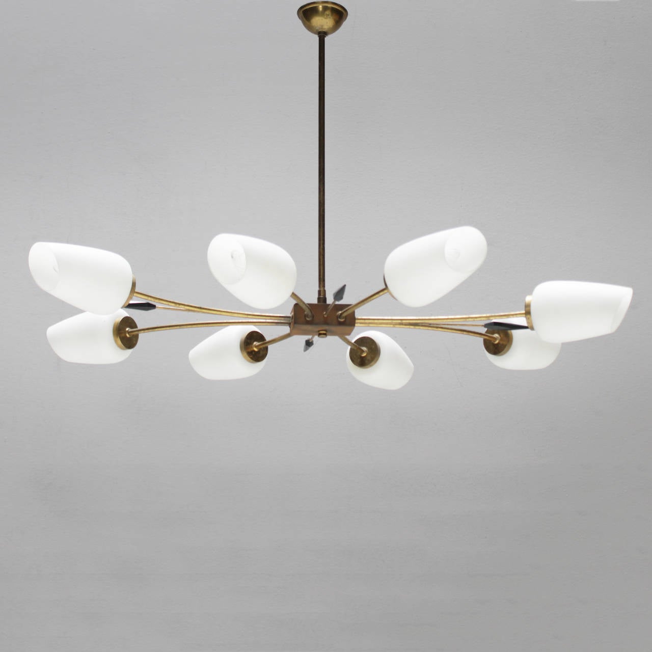 Eight-arms Chandelier in the Style of Stilnovo In Fair Condition In JM Haarlem, NL