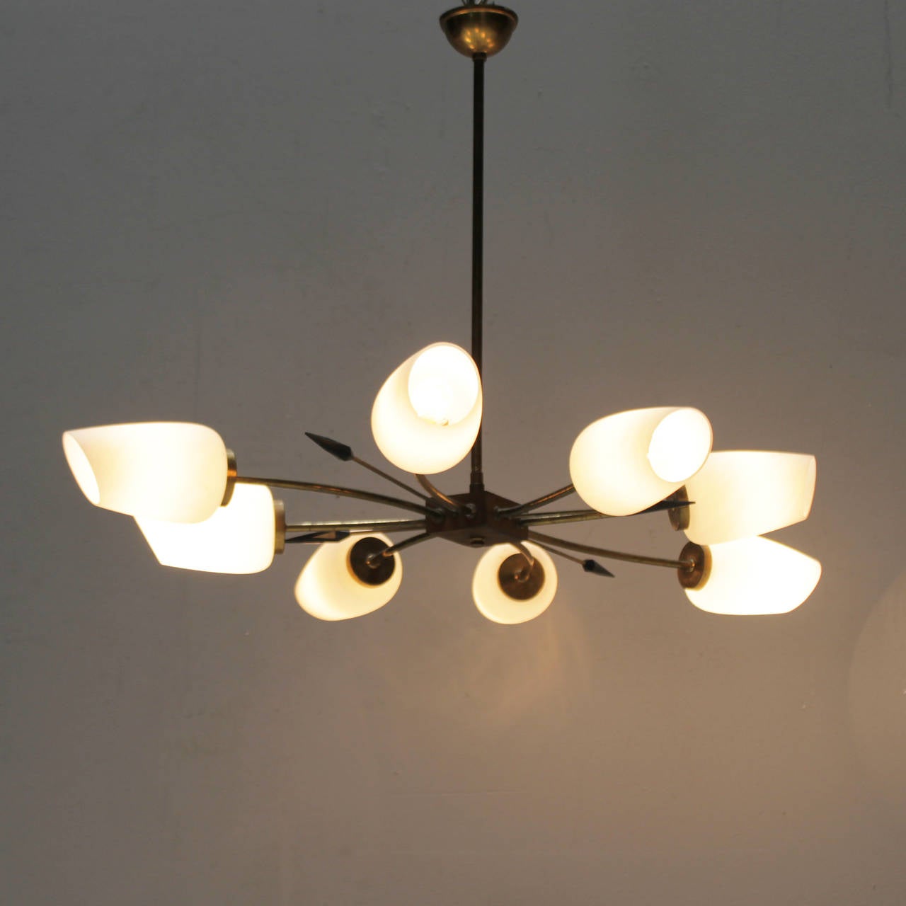 Mid-Century Modern Eight-arms Chandelier in the Style of Stilnovo