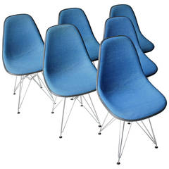 Vintage Six Eames DSR Upholstered Chairs
