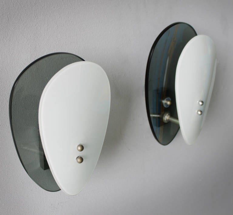 Mid-Century Modern Pair of Italian Sconces in the Style of Fontana Arte