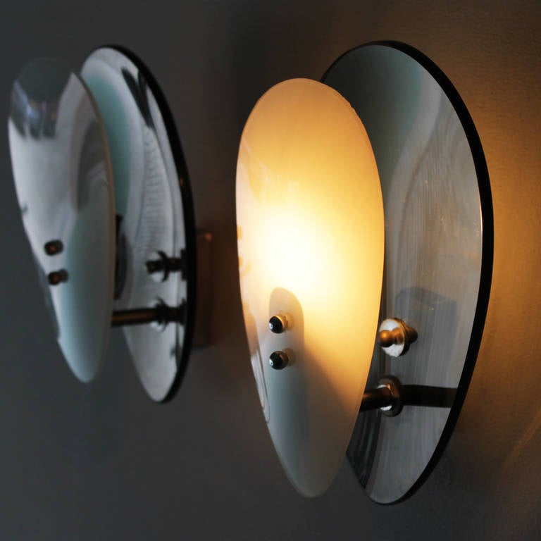 Pair of Italian Sconces in the Style of Fontana Arte 1