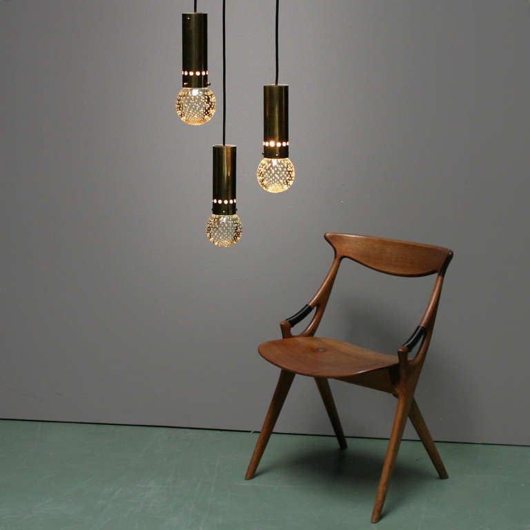 Mid-Century Modern Three Pendant Lights by Gino Sarfatti for Arteluce