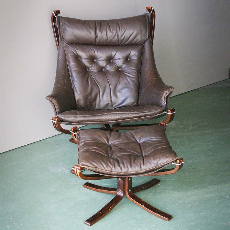 Norwegian Falcon Chair and Ottoman by Sigurd Resell