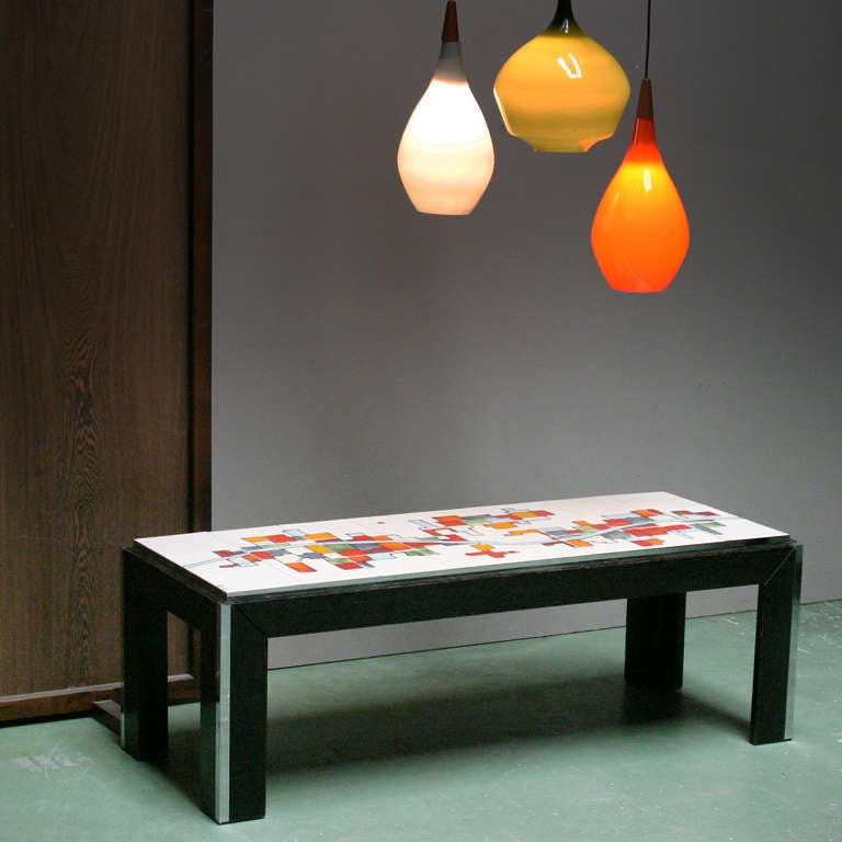 Métal Table basse en céramique à plateau en carreaux pour Adri Belgique