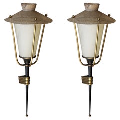 Pair of Corner Mounted Sconces by Maison Arlus