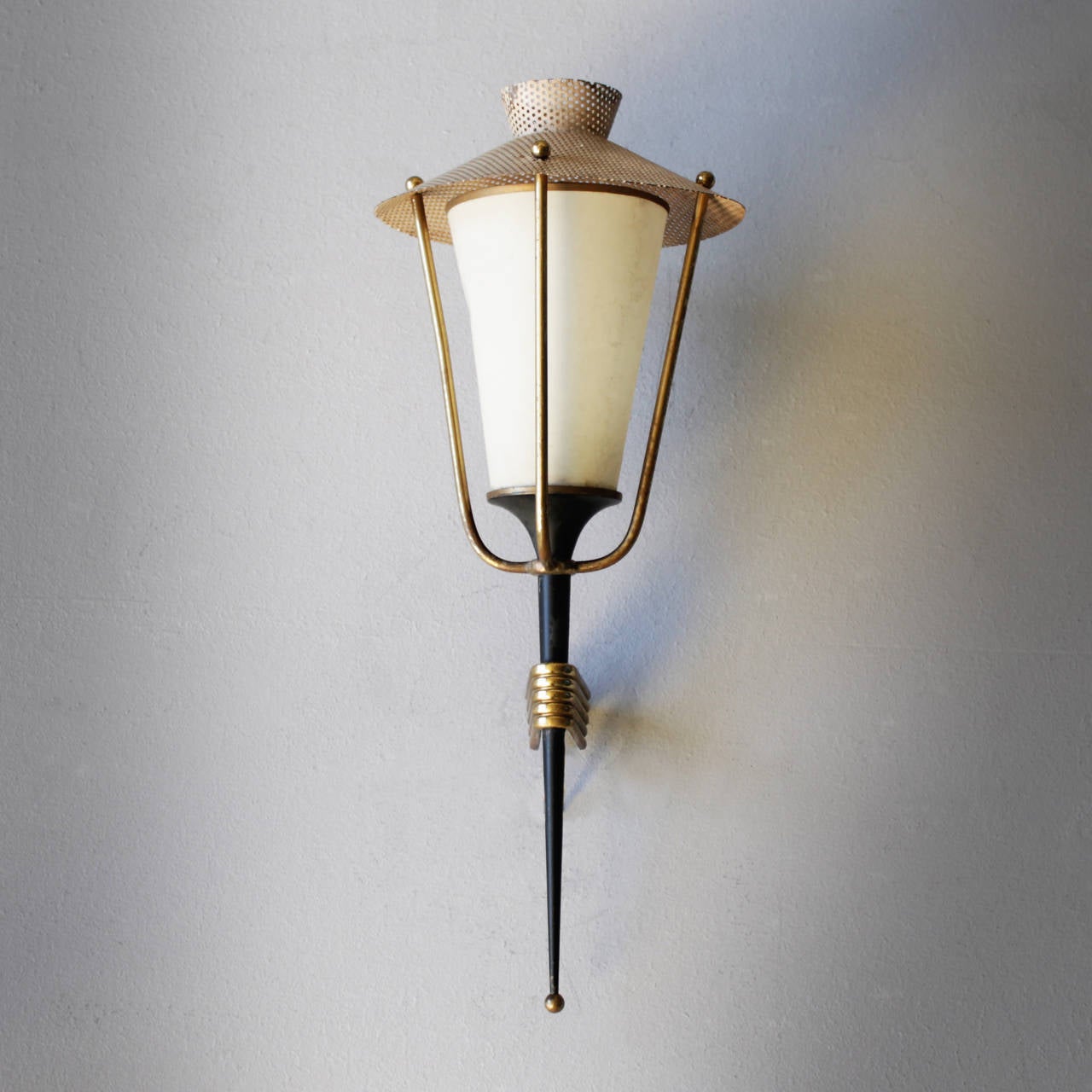 Mid-20th Century Pair of Corner Mounted Sconces by Maison Arlus