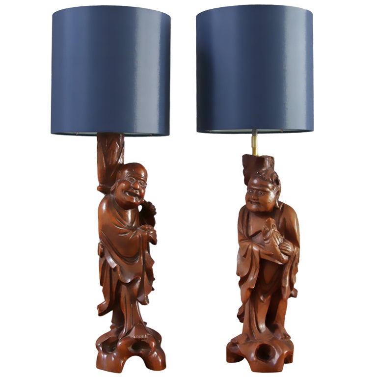 Pair of Antique Chinese Table Lamps
