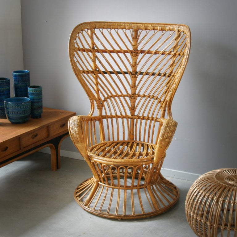 Italian Rattan chair by Gio Ponti