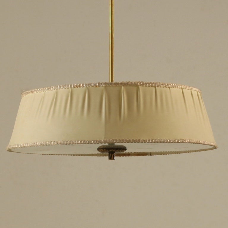 Mid-20th Century Lisa Johansson-Pape Pendant lamp with handpainted glass diffuser. Finland, 1950s