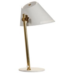 White Metal and Brass Paavo Tynell Table Lamp By Idman, Finland, 1950s 7