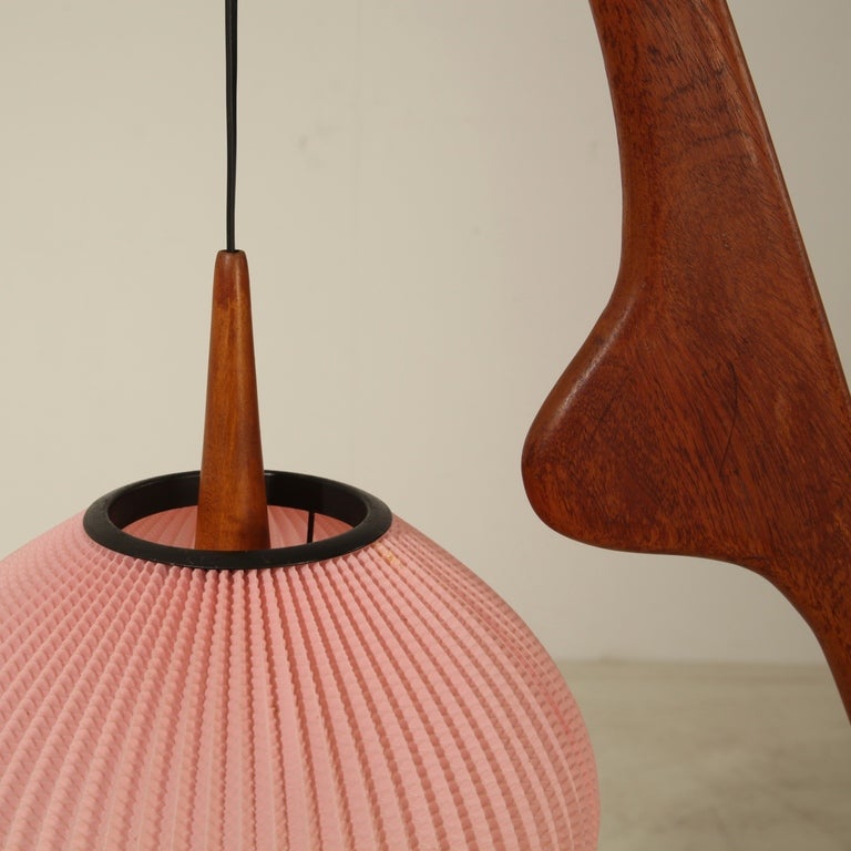 Mid-Century Modern Rispal Mante Religuese Floorlamp With Large Pink Shade
