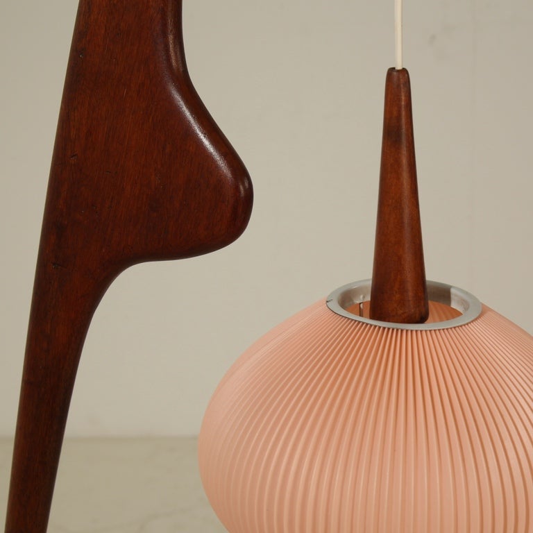 French Rispal Mante Religluese Floorlamp With Original Small Pink Shade