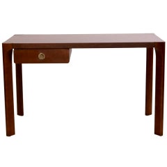 Ladies Desk In Red Mahogany And Single Drawer With Brass Handle