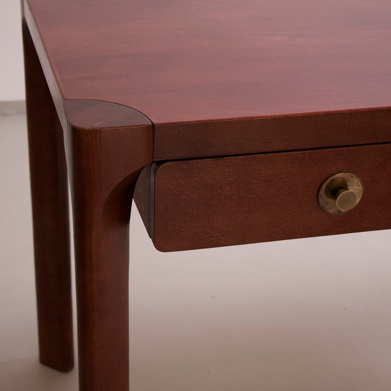 Danish Ladies Desk In Red Mahogany And Single Drawer With Brass Handle