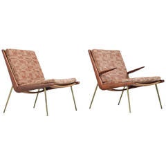 Peter Hvidt Pair of Boomerang Chairs with Original Upholstery, Denmark, 1950s