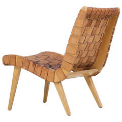 Jens Risom Leather Lounge Chair