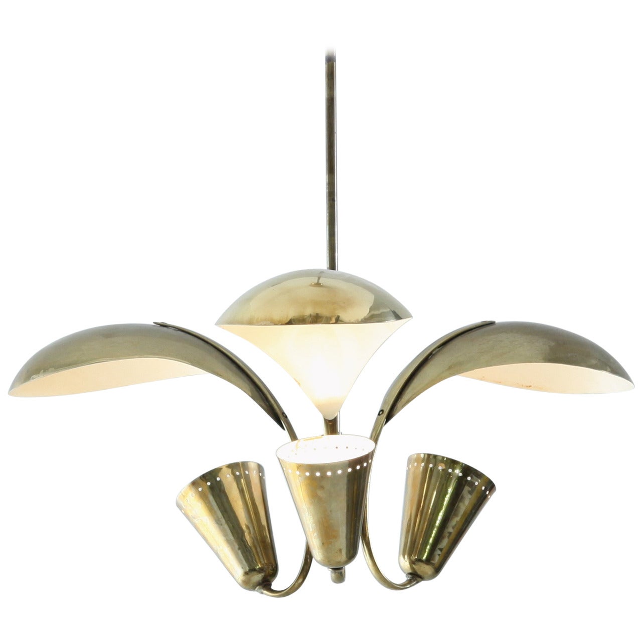 Three Armed Paavo Tynell Chandelier, Idman, Finland, 1950s For Sale