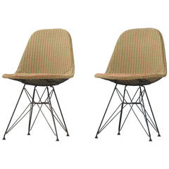 Pair early Eames DKR chairs with original Alexander Girard  fabric