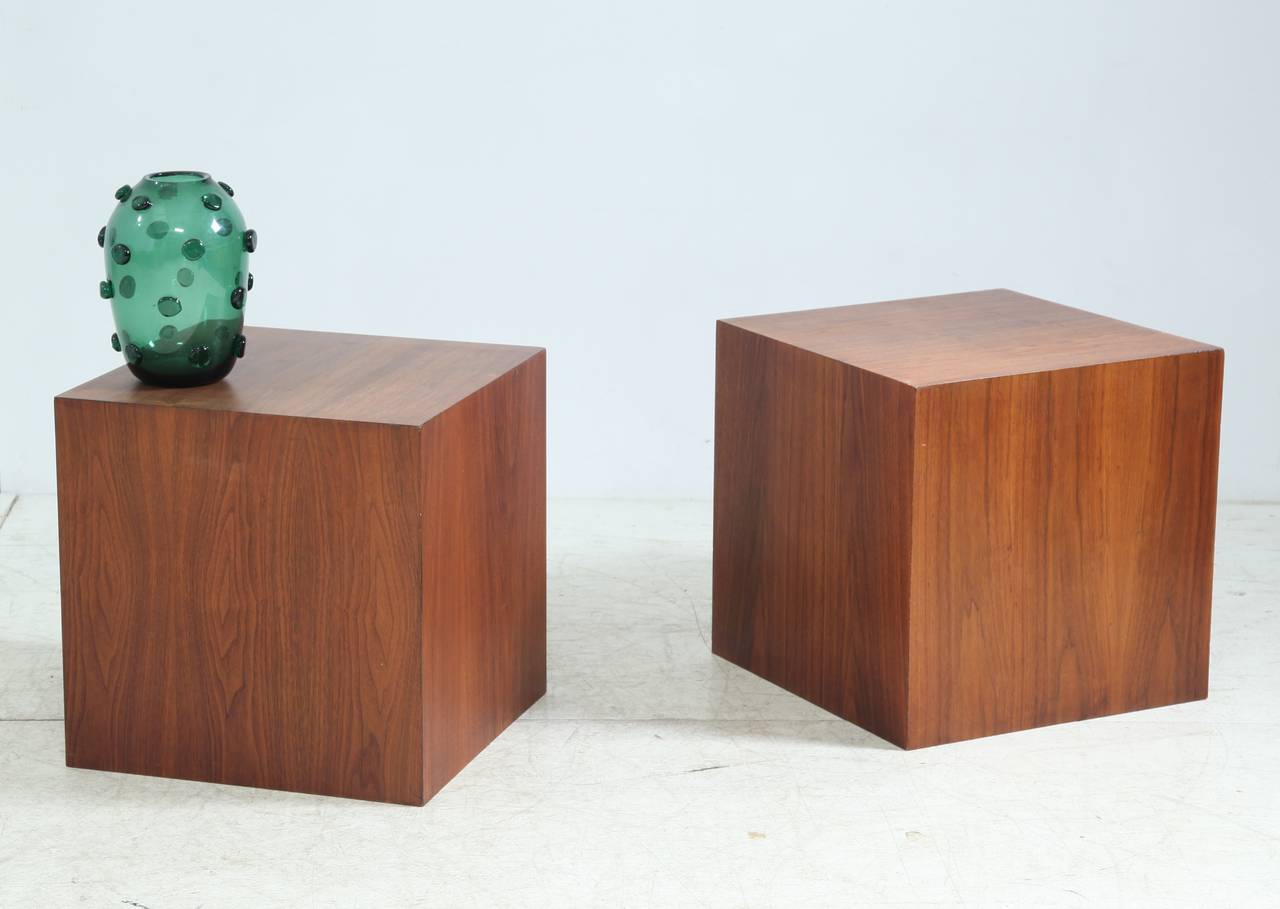 American Walnut Cube Shaped Coffee Tables by Milo Baughman For Sale