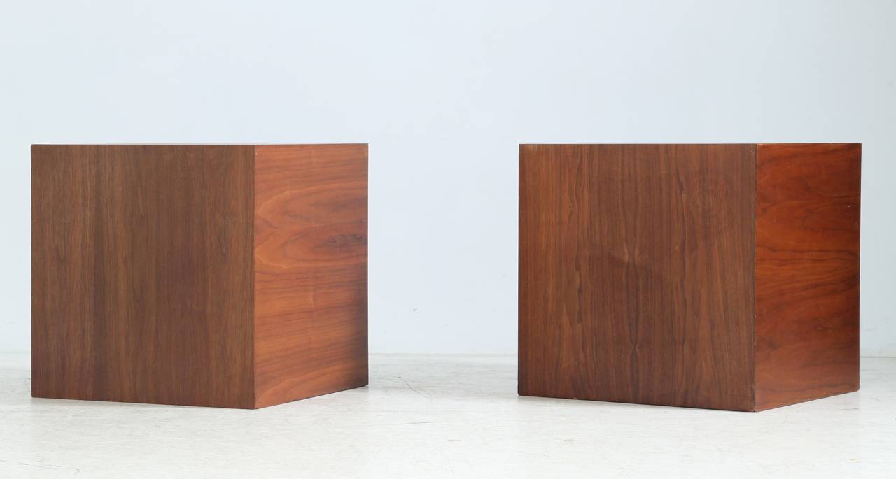 Mid-20th Century Walnut Cube Shaped Coffee Tables by Milo Baughman For Sale