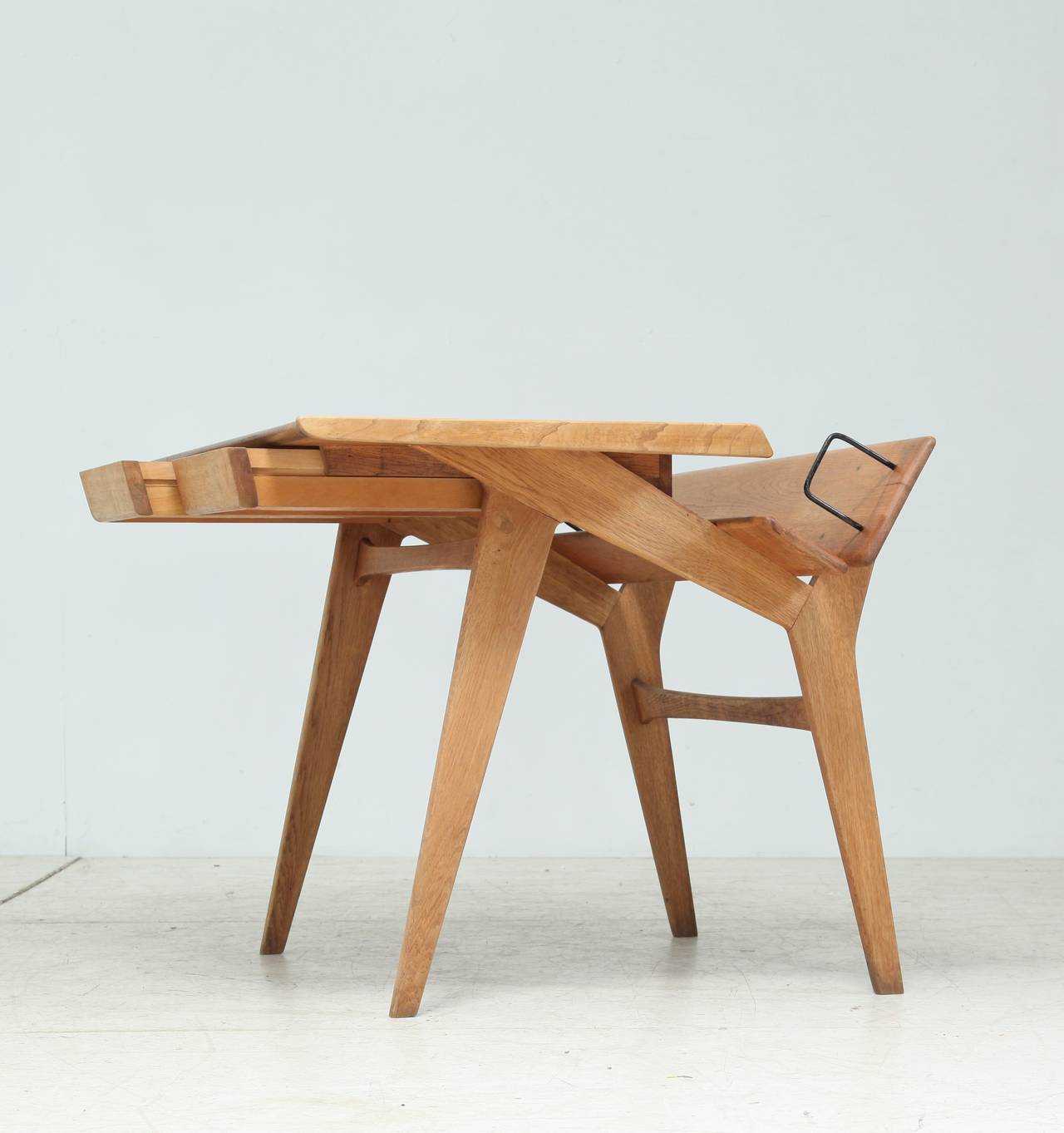 German Oak Desk or Secretaire by Hartmut Lohmeyer For Sale