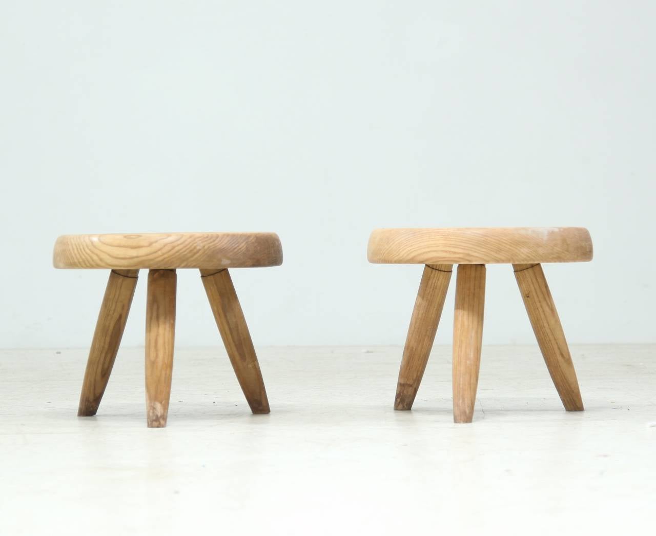 Pair of Charlotte Perriand low stools in ash.
Beautiful 'dry' condition.