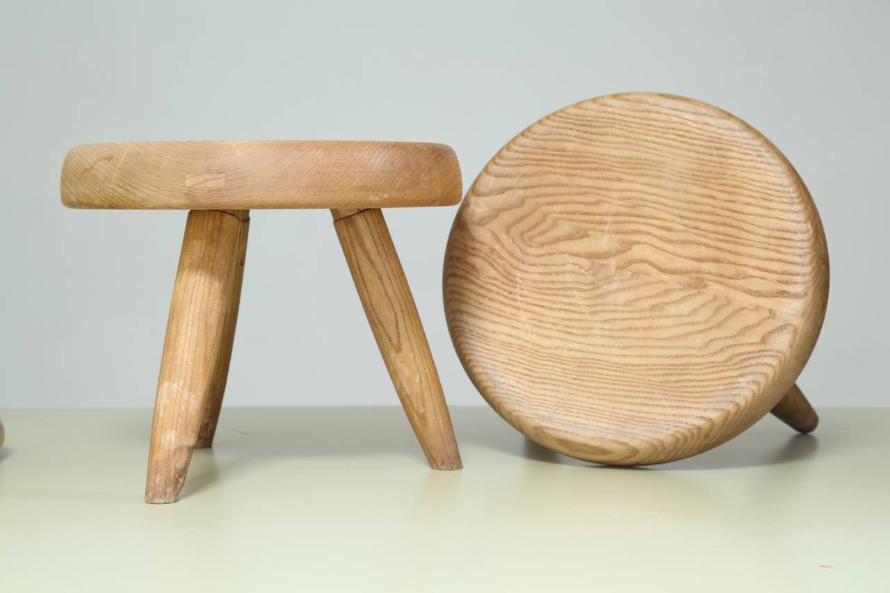 Pair of Charlotte Perriand Low Stools in Ash 1