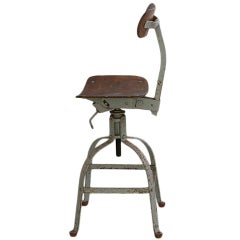 Industrial height adjustable Swivel working Chair, 1920s