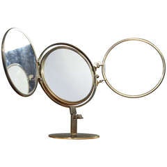 Three Fold Brass Vanity Mirror