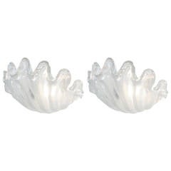 Beautiful Pair Barovier Toso Clam Shell Wall Appliques Sconces