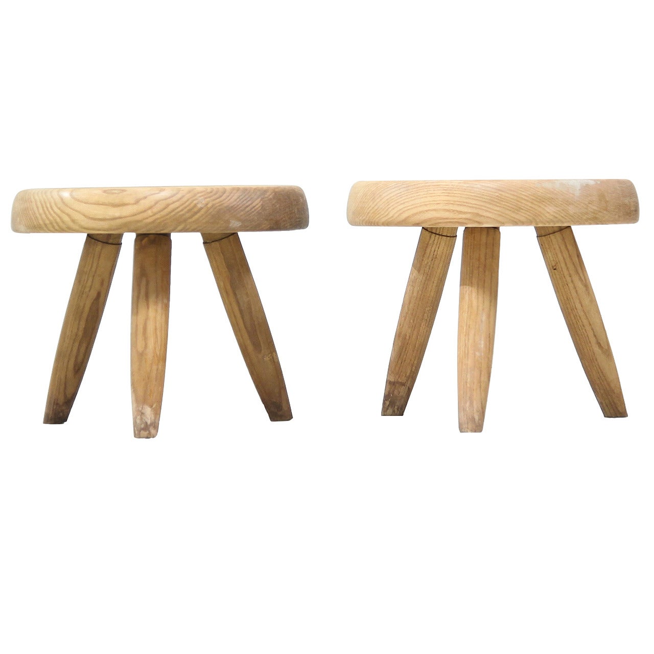 Pair of Charlotte Perriand Low Stools in Ash