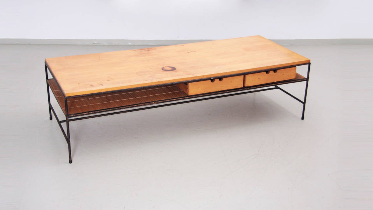 Mid-Century Modern Paul Mccobb Planner Group Wrought Iron Coffee Table for Winchendon For Sale