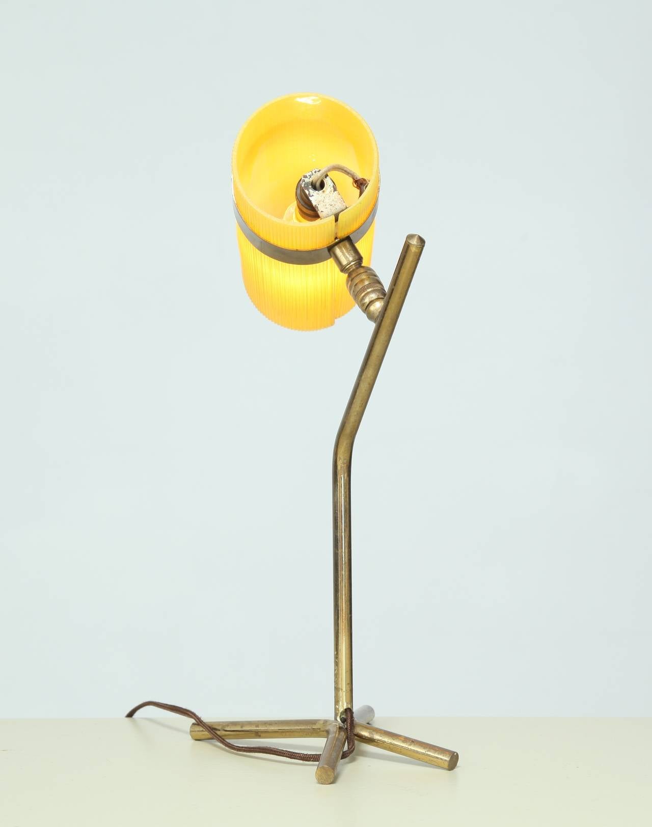 Mid-Century Modern French 1950s Yellow Table Lamp, Manner of Boris Lacroix and Pierre Guariche For Sale