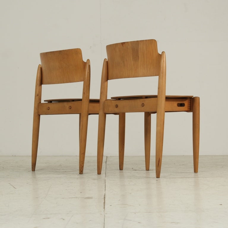Scandinavian Modern Rare pair stackable Tapiovaara 'Wilman' chairs