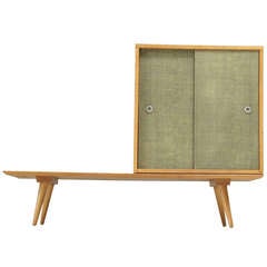 Paul Mccobb Planner Group Bench And Grass Cloth Sliding Door Unit