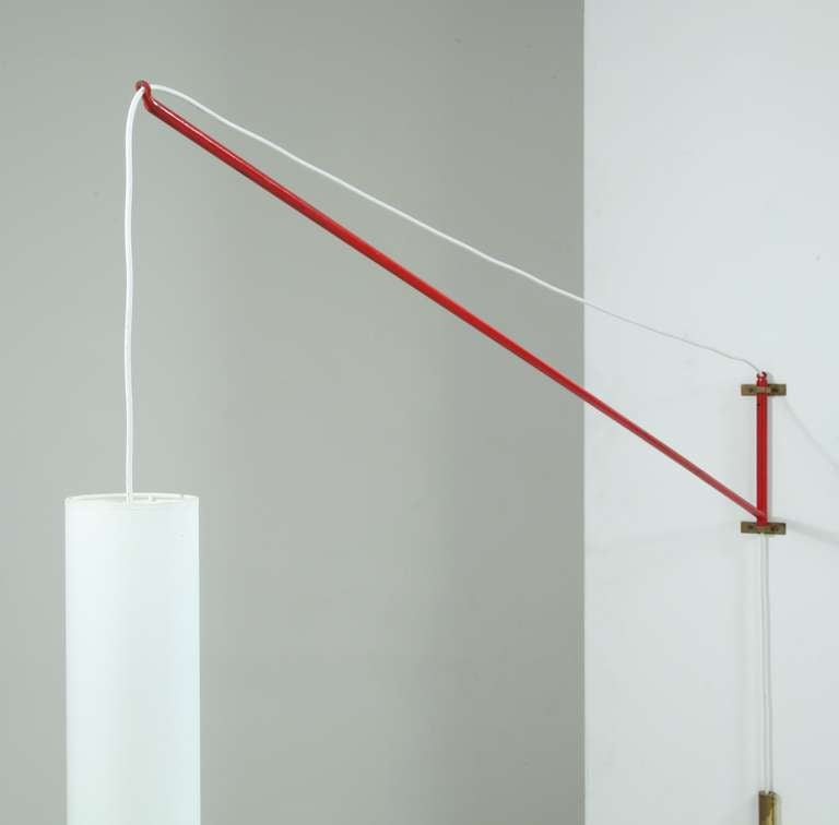 Italian Jib Style Swiveling Wall Lamp By FinForm owner Mangano, Italy, 1950s For Sale